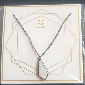 NWT BB Lila Gunmetal Necklace with Druzy Charm